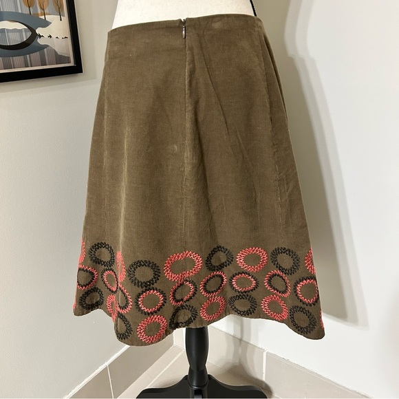 Boden Embroidered Brown Corduroy Skirt SZ 14 - Picture 2 of 5